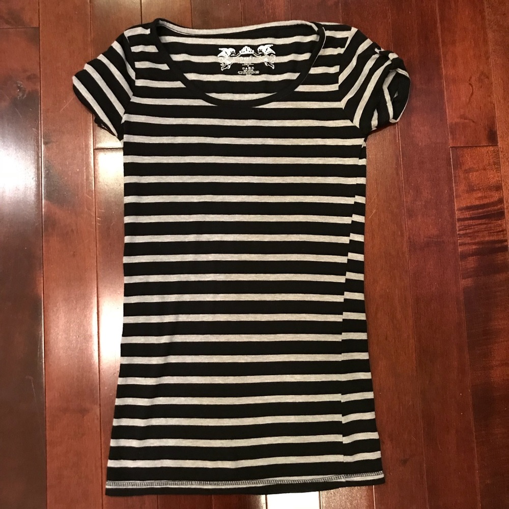 poof! Scoopneck Strip Short Sleeve T Shirt Size S